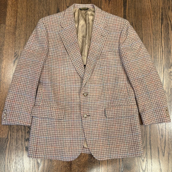 Vintage Lord & Taylor Wool Houndstooth Sport Coat Classic 2-Button Blazer